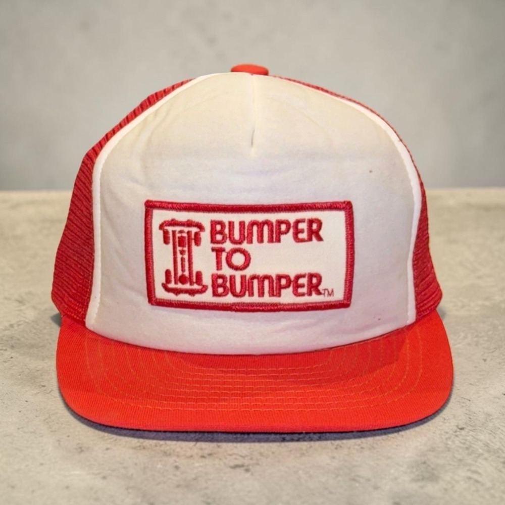 Vintage Bumper To Bumper Auto Parts Mesh Snapback Trucker Hat Patch Cap USA